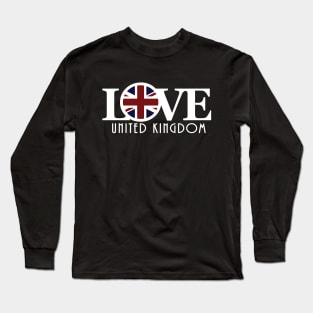 LOVE United Kingdom (long white text) Long Sleeve T-Shirt